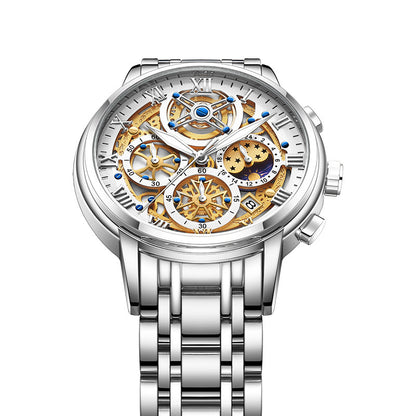 Luxury Hollowed Out Chronograph With Moon-Phase Watch For Men