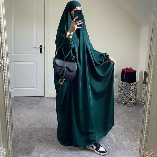 Iranian Matte-Color With Puff Slevee One-piece Prayer Abaya (Burkha,kaftan) For Women