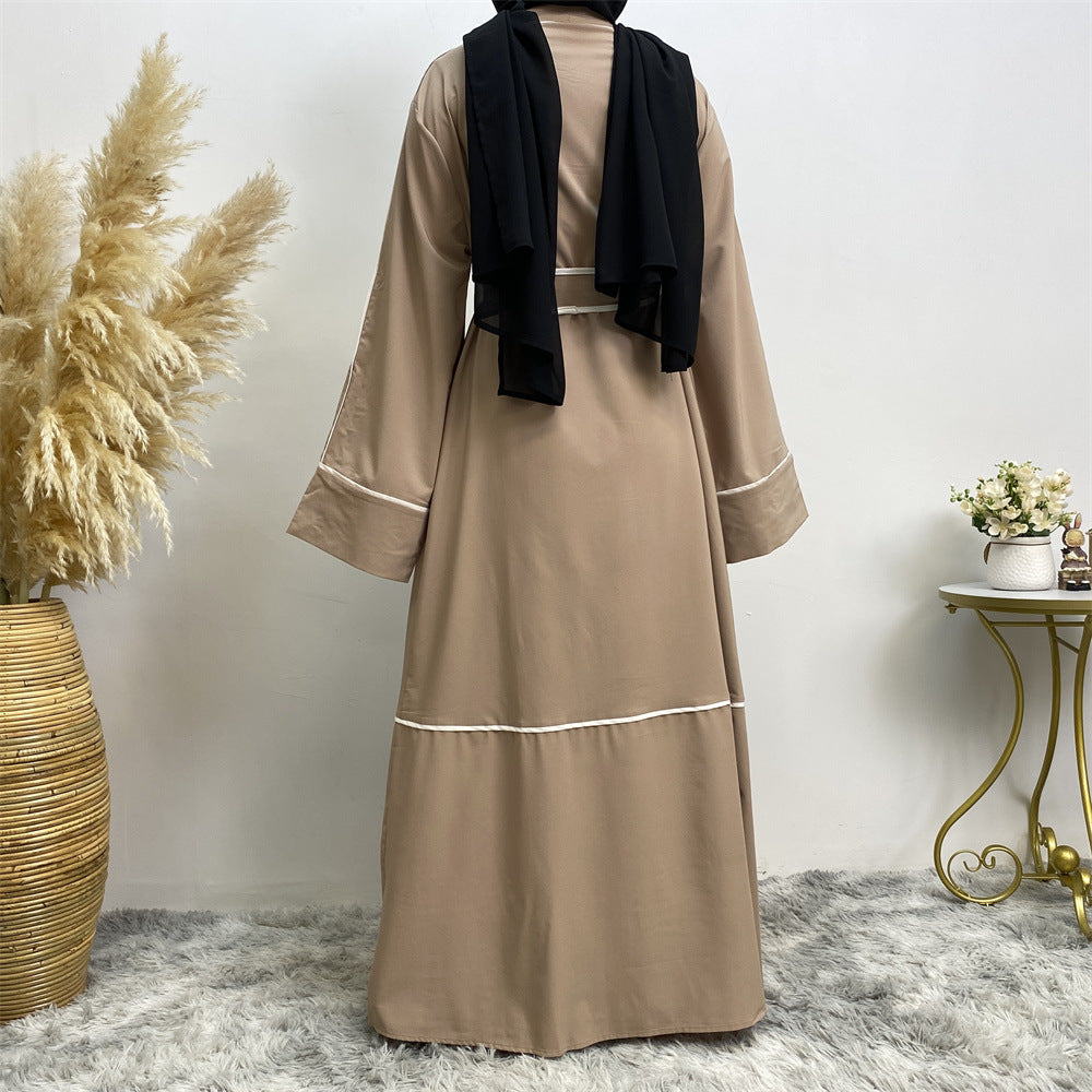 Elegant Middle-East Contrast Striped Abaya( Burkha,Kaftans) For Women