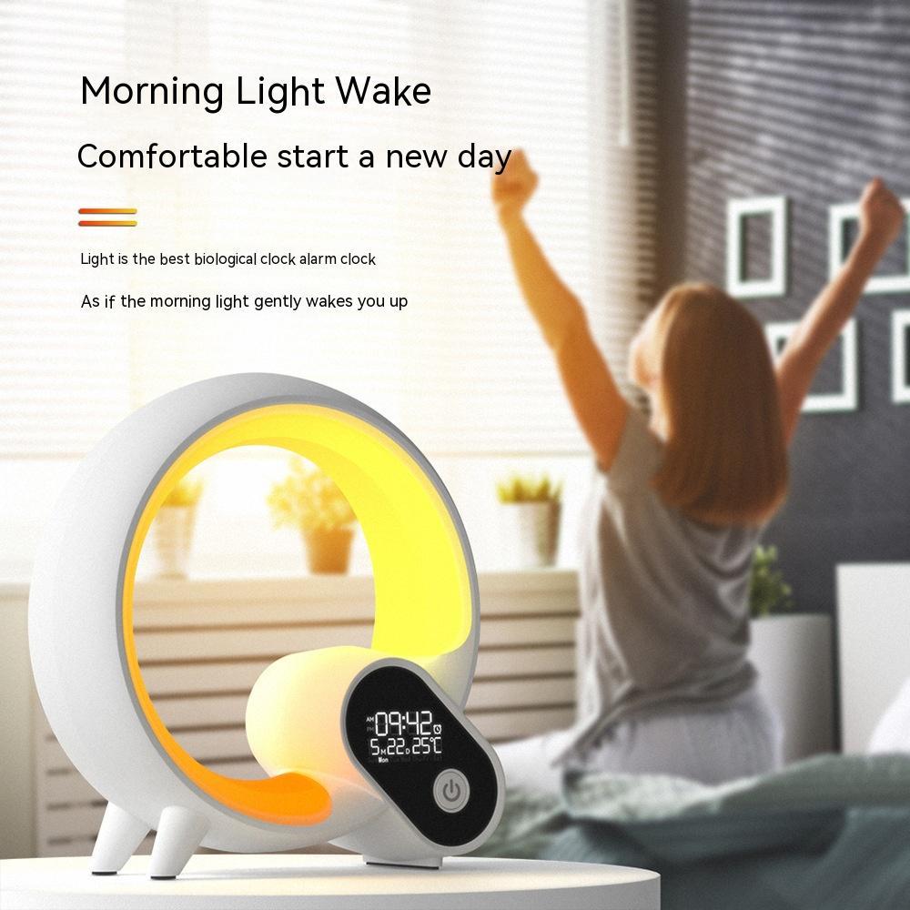 Elegant Q Style with Atmosphere RGB Light & Digital Display Alarm Clock With Intelligent Wake-up