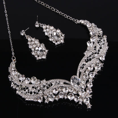 Crystal Diamond Necklace Large Jewelry Set