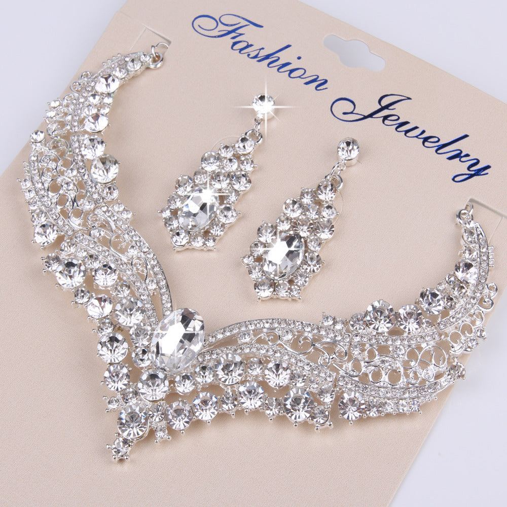 Crystal Diamond Necklace Large Jewelry Set