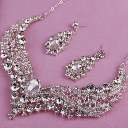 Crystal Diamond Necklace Large Jewelry Set