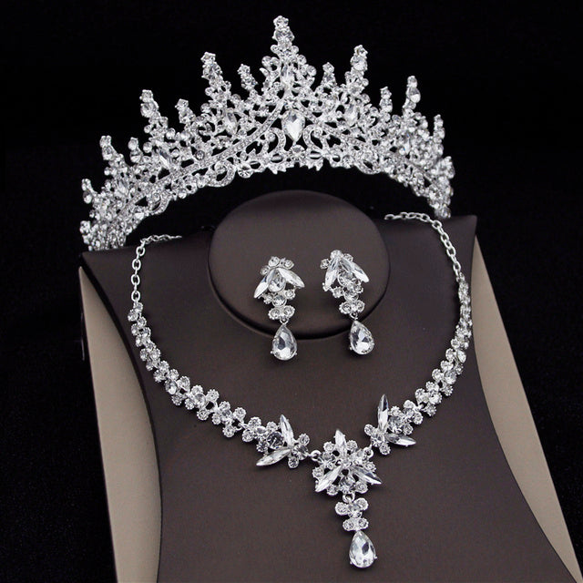 Royal Queen Bridal Jewelry Sets For Women Luxury Tiaras Crown