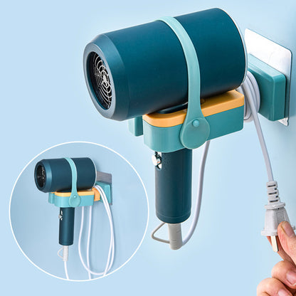 Hair Dryer Holder with Wall-mounted Punch-free Woundable Multifunctional Blower Holder Bathroom Essentials