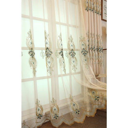 Elegant Luxury Slub Cotton Embroidery curtain fabric