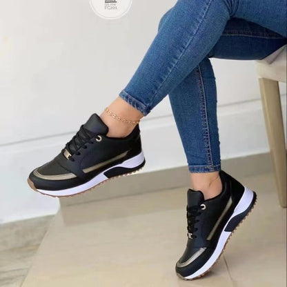 Versatile Lace-up Flat Women Shallow Round Toe Sports Walking Sneakers