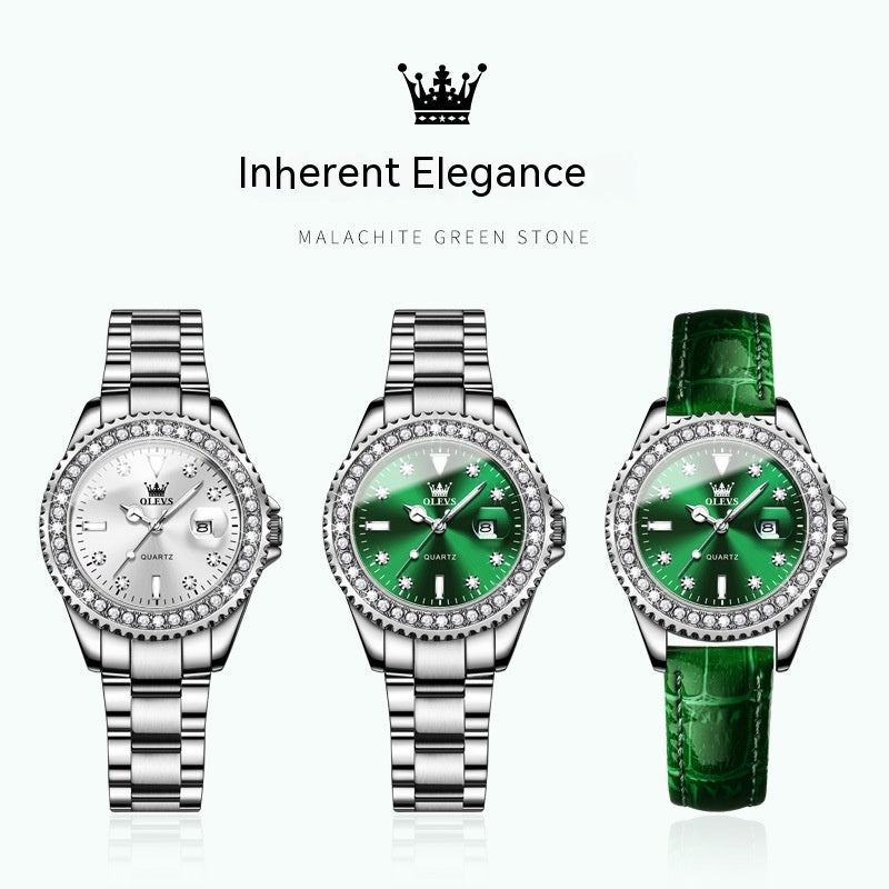 Luxury Elegant Quartz Diamond pendant  Women's Stainless Steel Watch