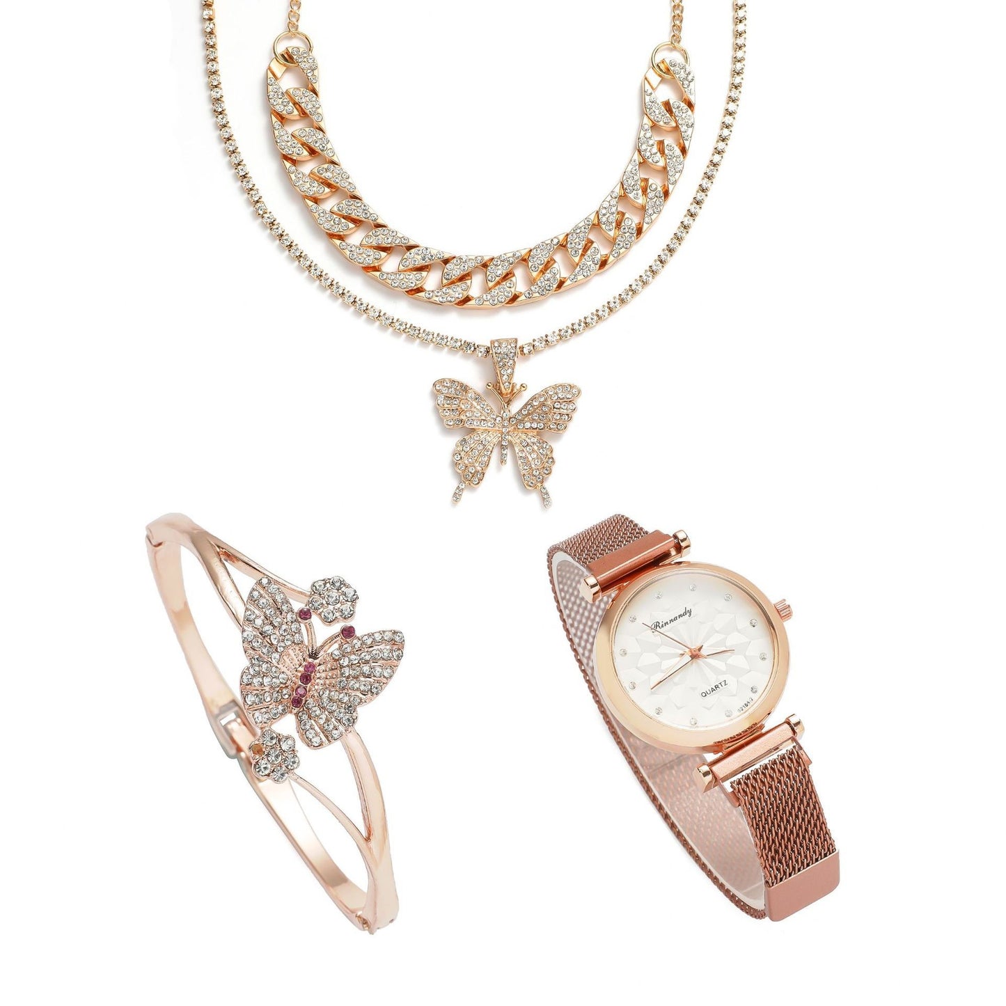 Women's Quartz Wrist Watch With Five-piece Set.