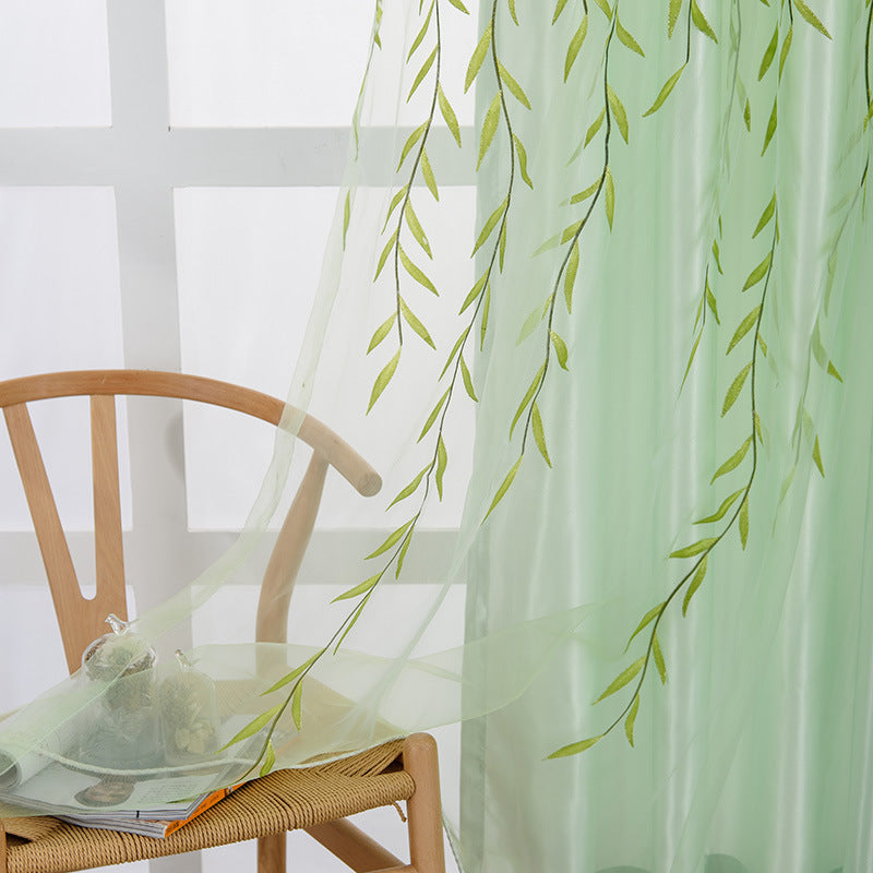 Exquisite Transparent Leaf Printed Curtains