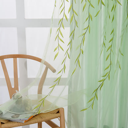 Exquisite Transparent Leaf Printed Curtains