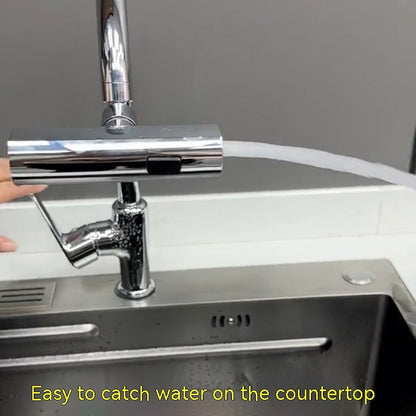 Multi-Functional Stainless-Steel 3-in-1 Faucet Waterfall Outlet Splash Proof Universal Rotating Bubbler Water Nozzle Extension