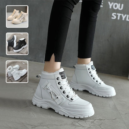 Versatile Lace-up Boots Winter Warm High-top Sneaker For Women