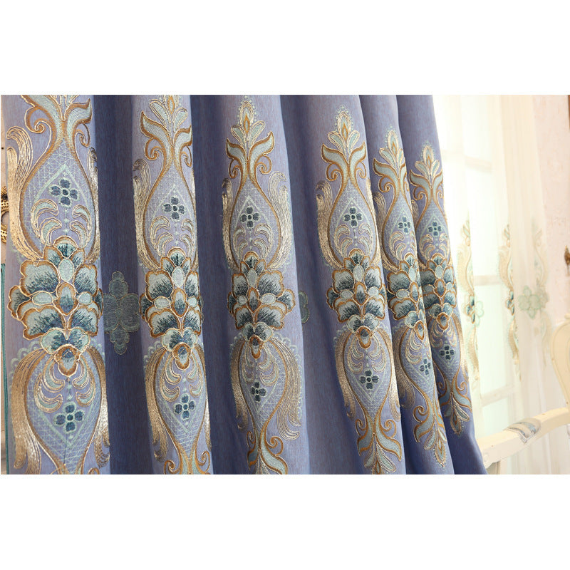 Elegant Luxury Slub Cotton Embroidery curtain fabric