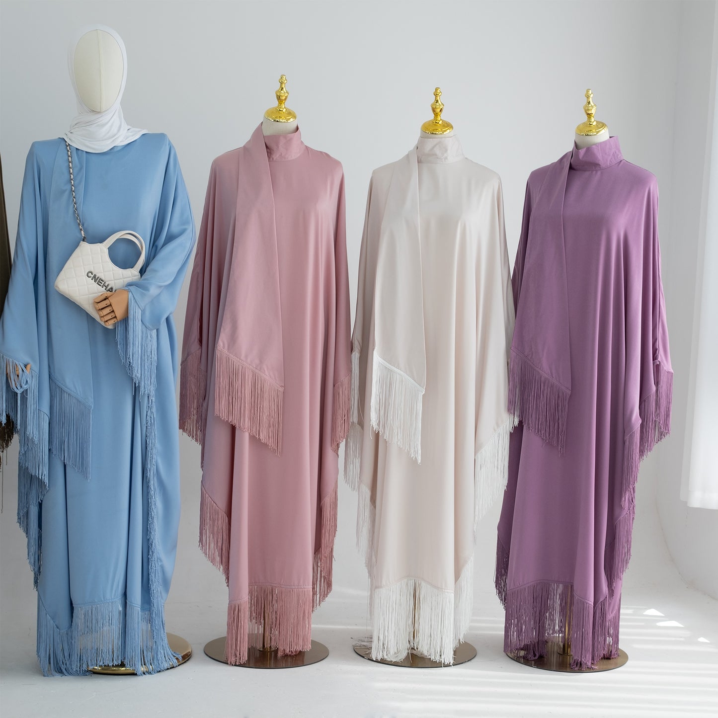 Modern Iranian Matte-Color Bat Tassel Abaya (Burkha,kaftan) For Women