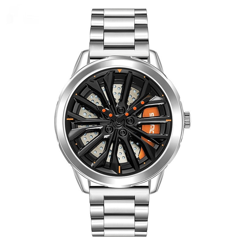 Men's 360° Rotating Alloy Wheel Series Wrist Watch
