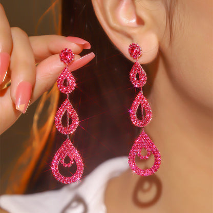 Elegant Rhinestone Long Earrings Niche For Women