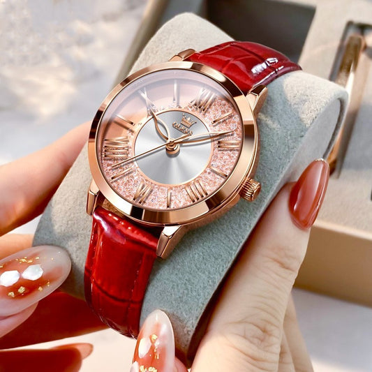 Elegant Quartz With Leather Strap Watch