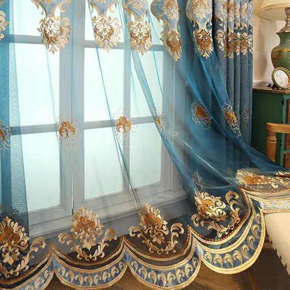 Embroidered Double-sided Chenille Velvet Embroidery Yarn European Black-out Curtains