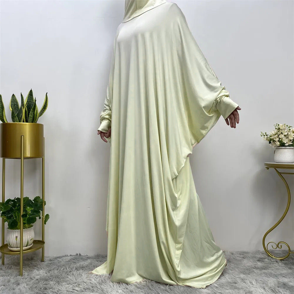Iranian Middle East Traditional Solid Color Long Sleeve Loose Abaya (Burkha,kaftan) For Women