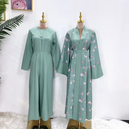 Elegant Floral Printed Middle-East Abaya (Burkha,kaftan) For Women