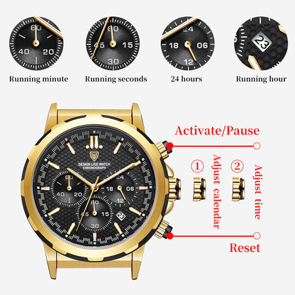 Classic Chronograph Classic Multifunctional with Luminous And Waterproof Watch
