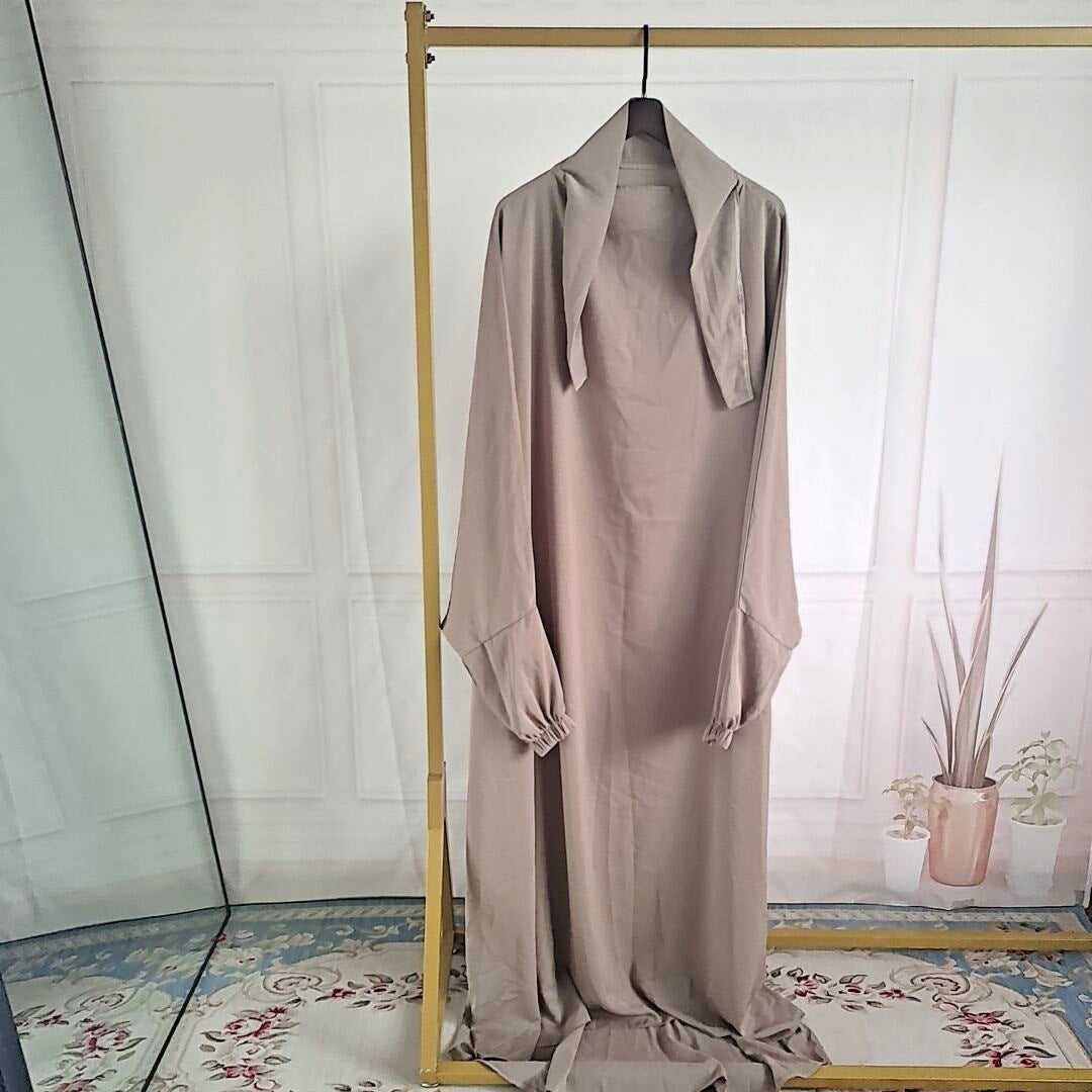 Iranian Matte-Color With Puff Slevee One-piece Prayer Abaya (Burkha,kaftan) For Women