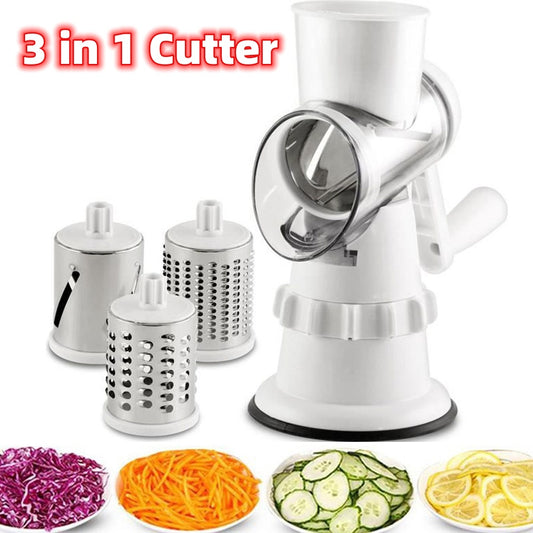 3 In 1 Vegetable Slicer & Grater For With Vacuum Suction Holding