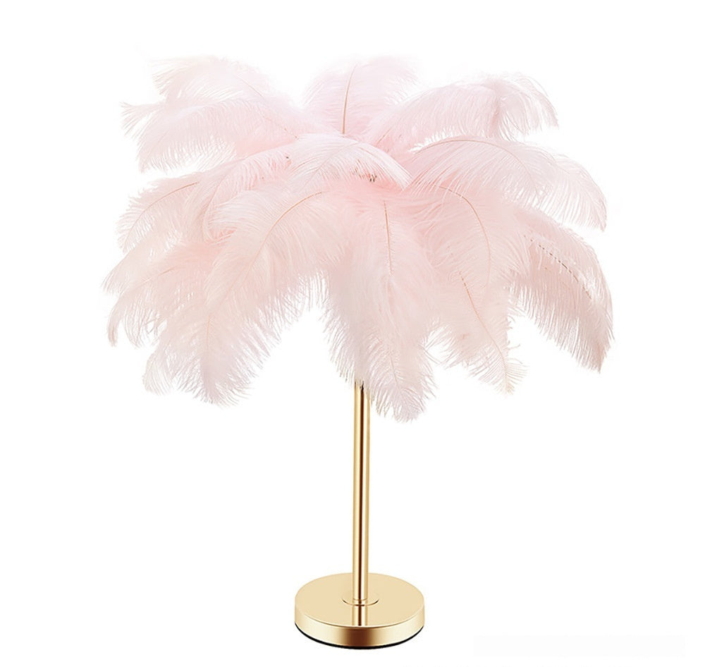 Natural Ostrich Feather Night Atmosphere Lamp