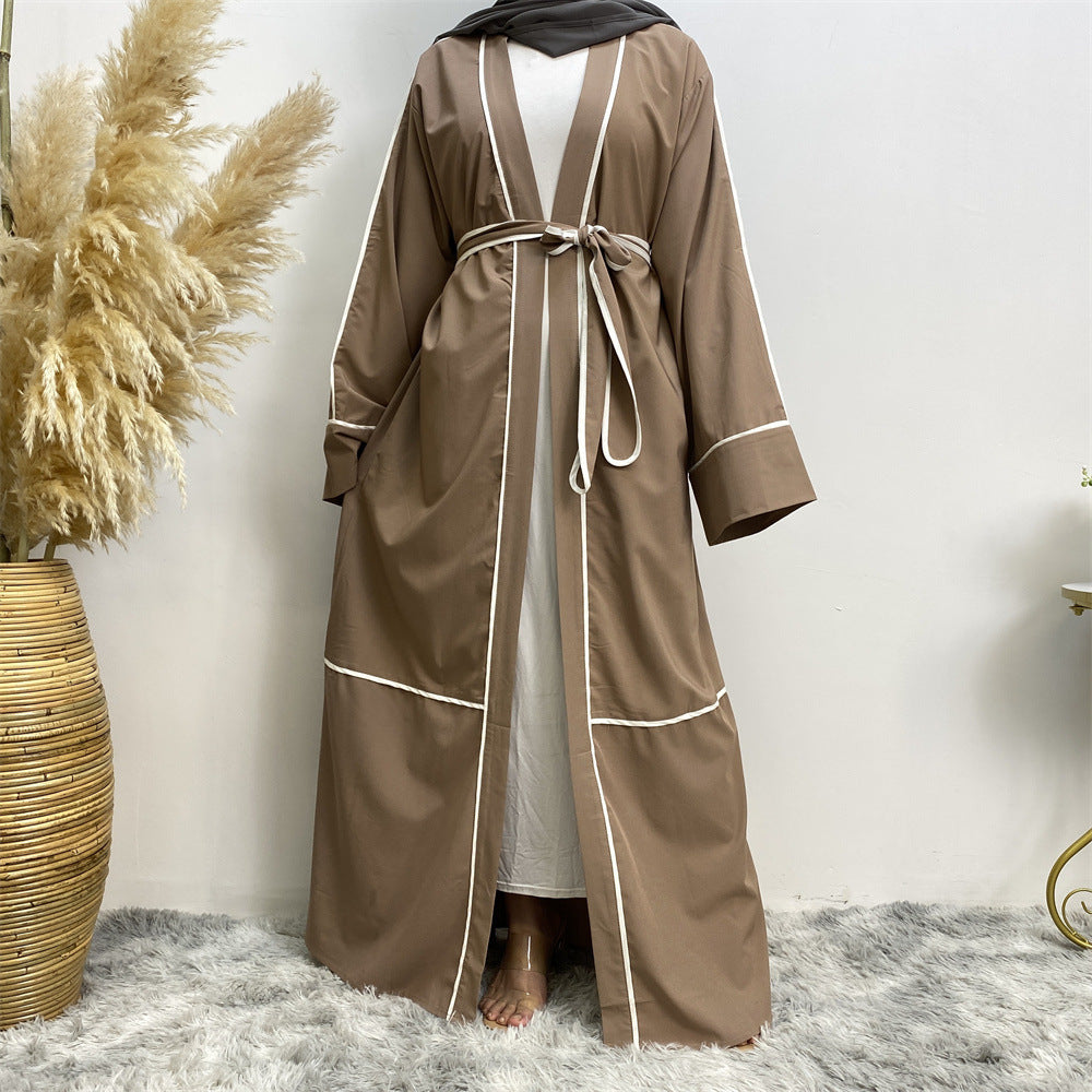 Elegant Middle-East Contrast Striped Abaya( Burkha,Kaftans) For Women