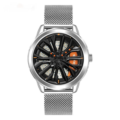 Men's 360° Rotating Alloy Wheel Series Wrist Watch