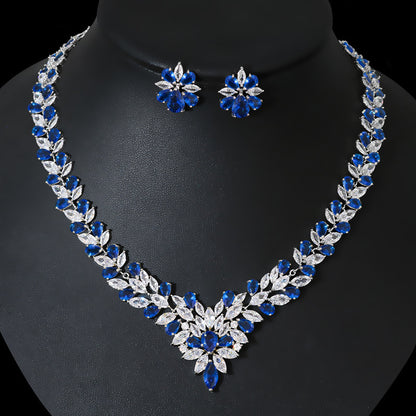 Elegant Zircon Bridal Jewelry Necklace And Earring Set