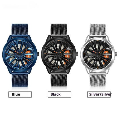 Men's 360° Rotating Alloy Wheel Series Wrist Watch