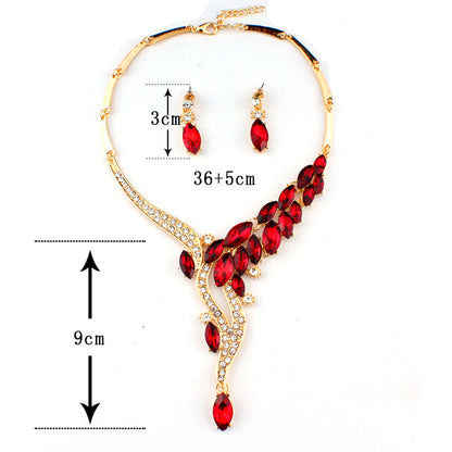 Crystal Stone & Flower Design Jewelry Set