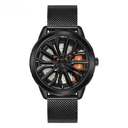 Men's 360° Rotating Alloy Wheel Series Wrist Watch