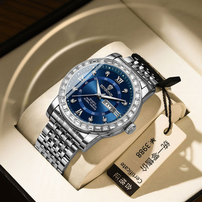 Classic Diamond-embedded Mechanical Quartz Watch With Luminous