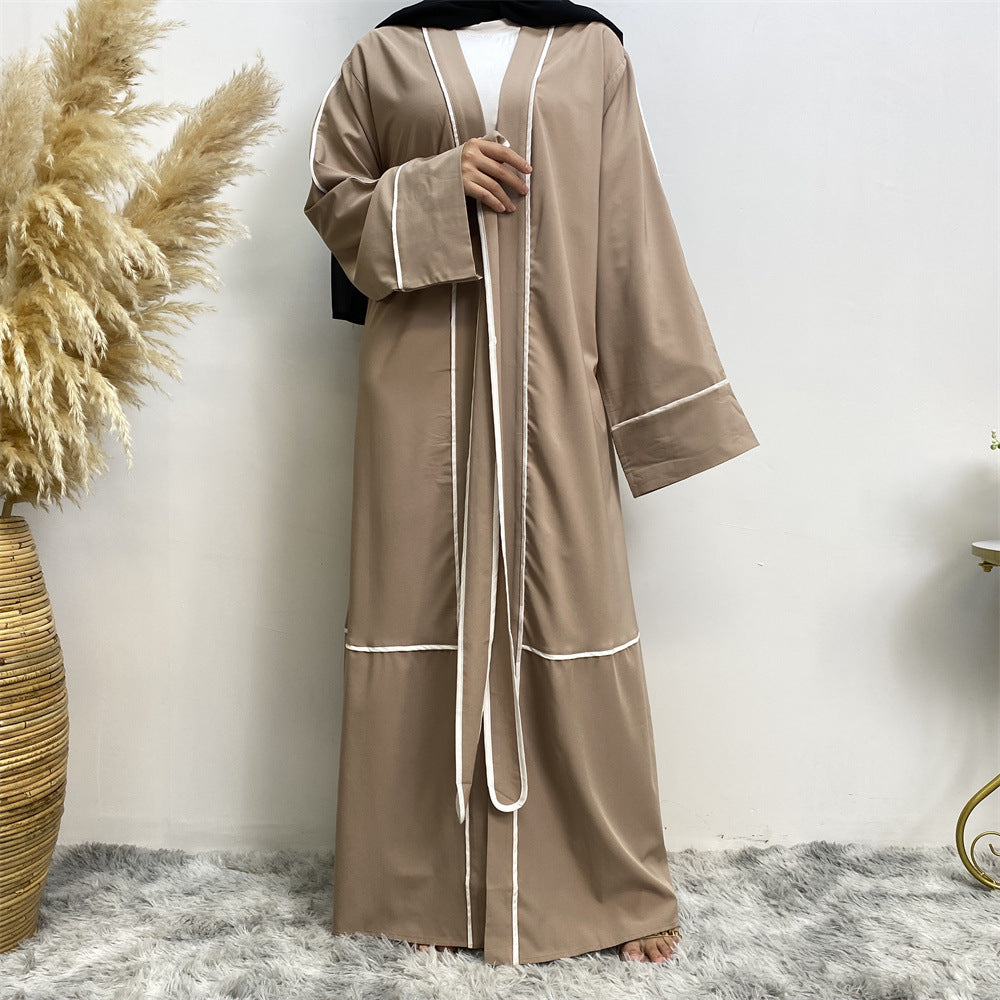Elegant Middle-East Contrast Striped Abaya( Burkha,Kaftans) For Women