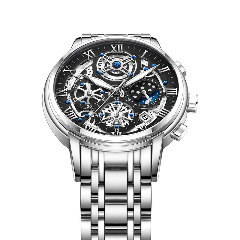 Luxury Hollowed Out Chronograph With Moon-Phase Watch For Men