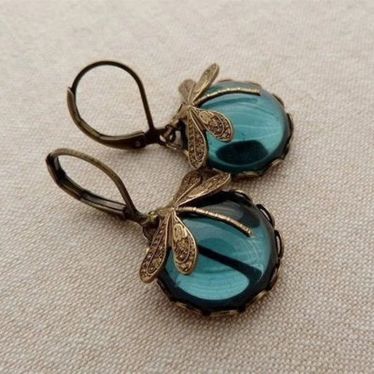 Elegant Women's Earrings Hanging Vintage Dragonfly Pendant Earring
