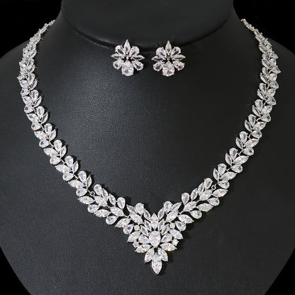 Elegant Zircon Bridal Jewelry Necklace And Earring Set