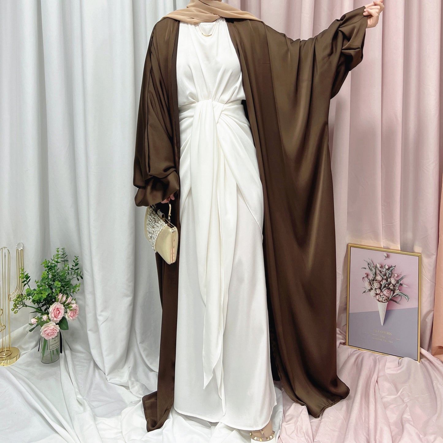 luxurious Puff Sleeve Middle-East  Abaya (Burkha,kaftans) For Women