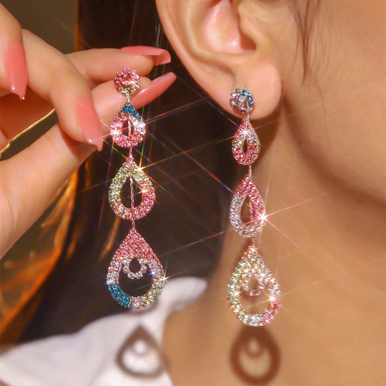 Elegant Rhinestone Long Earrings Niche For Women