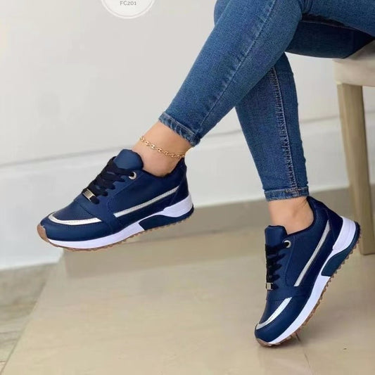 Versatile Lace-up Flat Women Shallow Round Toe Sports Walking Sneakers