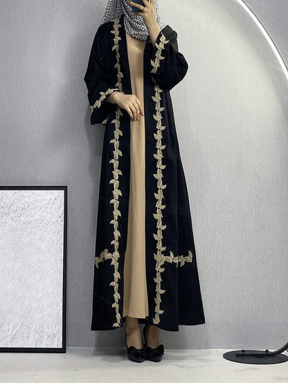 Modern Middle-East Long Embroidered Lace Abaya (Burkha,kaftan) For Women
