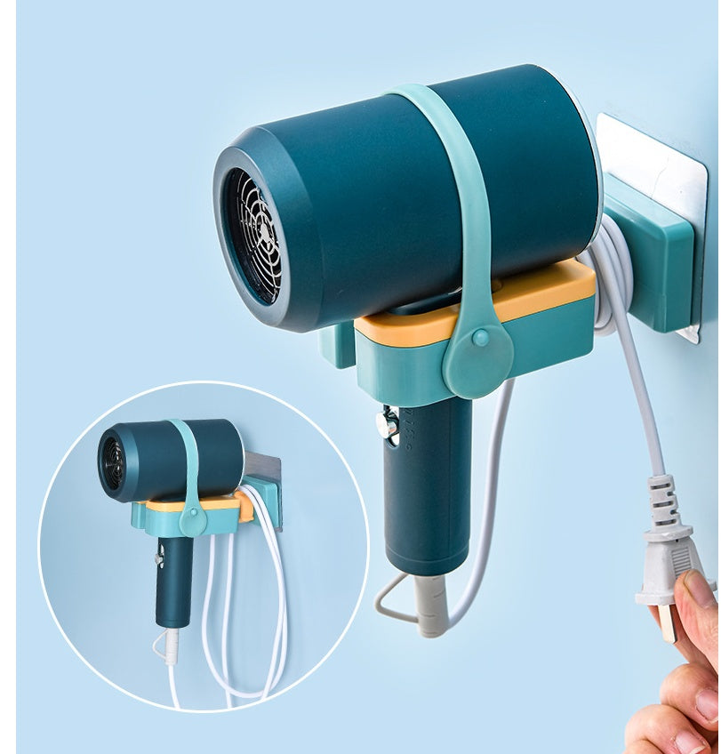 Hair Dryer Holder with Wall-mounted Punch-free Woundable Multifunctional Blower Holder Bathroom Essentials