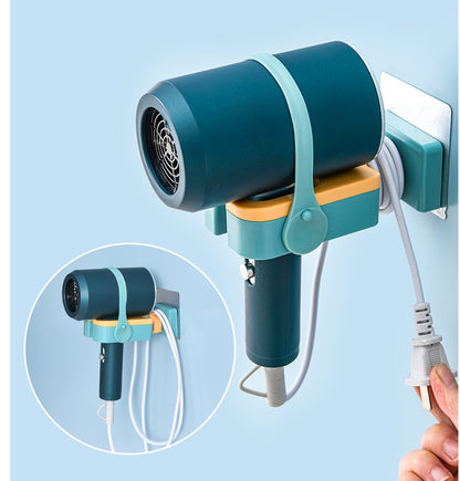 Hair Dryer Holder with Wall-mounted Punch-free Woundable Multifunctional Blower Holder Bathroom Essentials