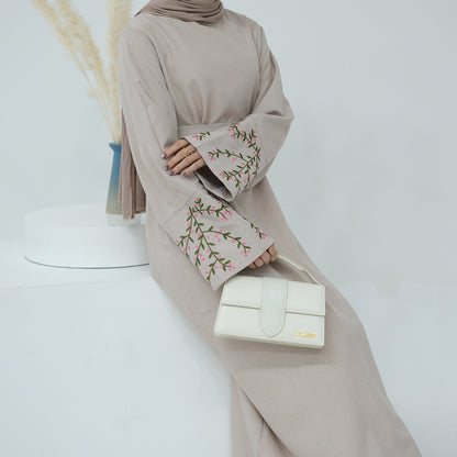 Modest Middle-East Flower Embroidery Abaya ( Burkha,Kaftans) For Women