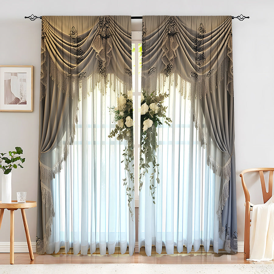 European Elegant & Luxury Creative Home Flower Character Black-Out Curtains