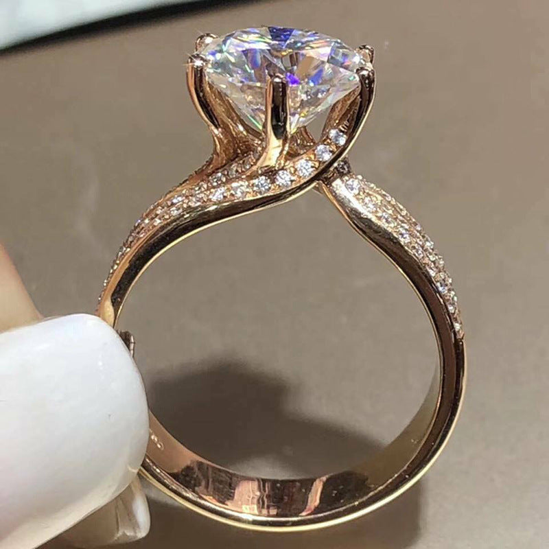 Classic Six-Claw Gold-Plated Finger Ring Jewellery