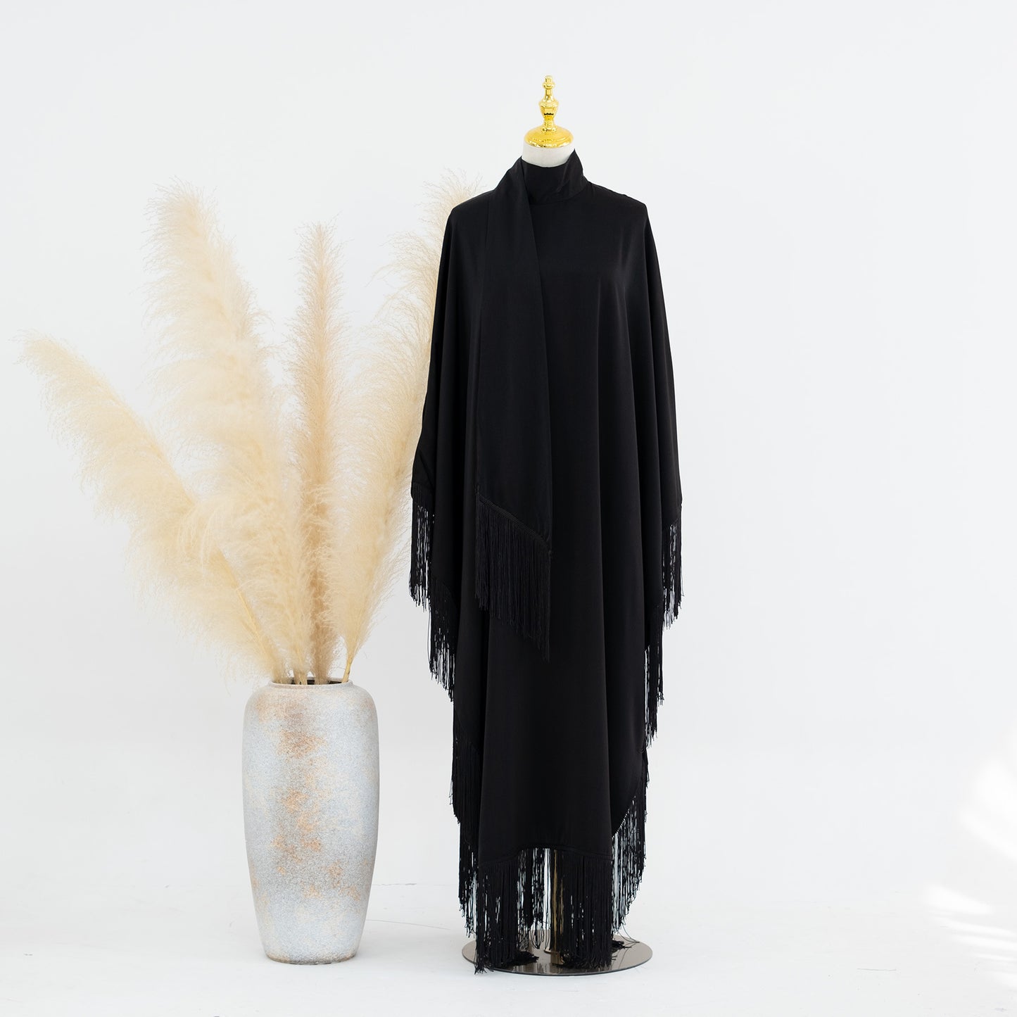 Modern Iranian Matte-Color Bat Tassel Abaya (Burkha,kaftan) For Women